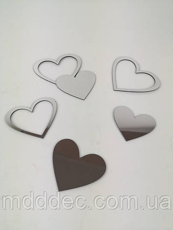 Набір дзеркальних сердець, сріблі серця, фото 1
