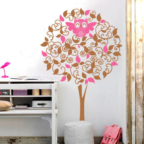 Інтер'єрна наклейка Дерево із совою (самоклейна плівка дерево дитяча наклейка сова) матова 965х1500 мм