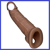 Насадка на член подовжувальна 17 см, насадка на пініс з отвором для мошок, інтимні іграшки для чоловіків