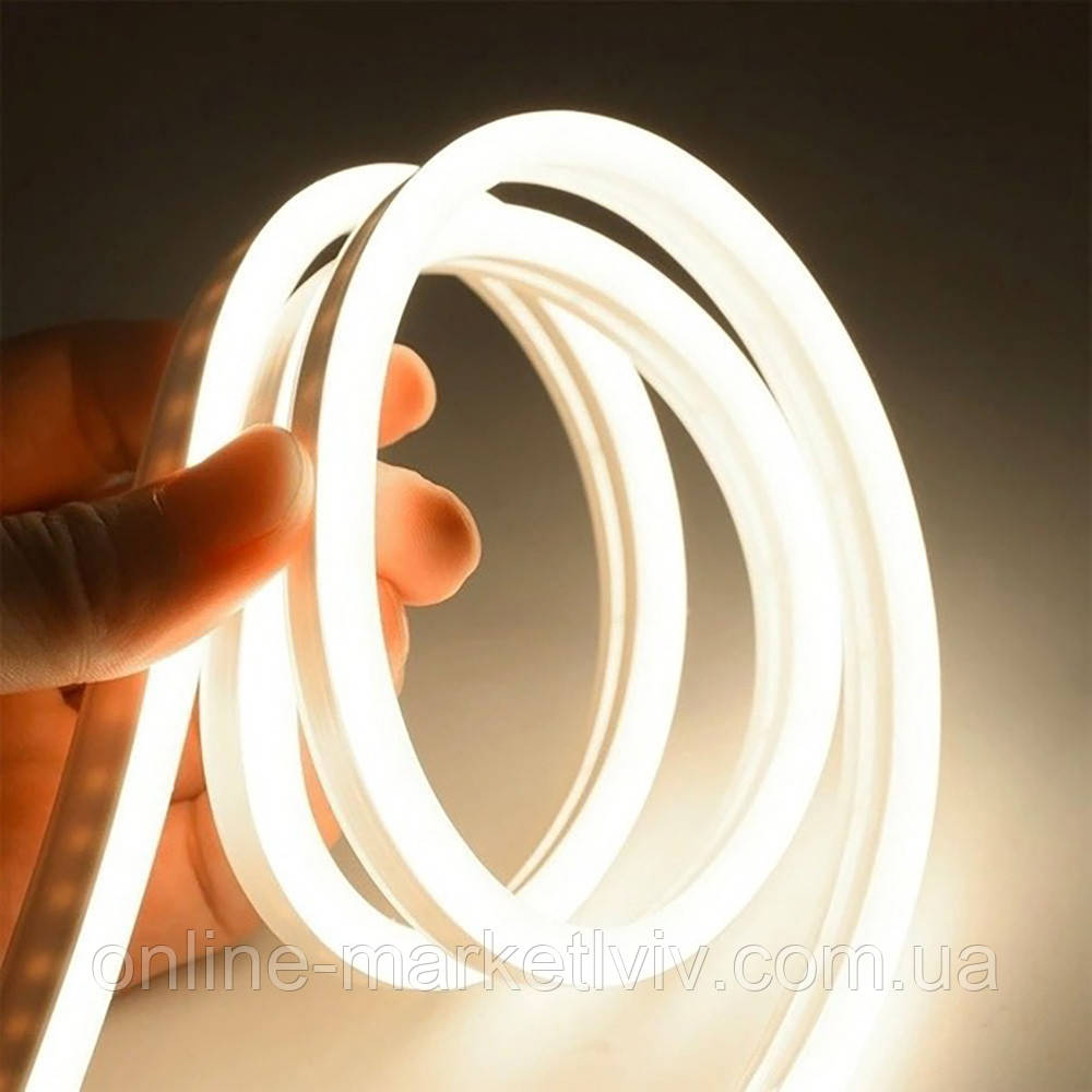 Силіконова стрічка LED 5 м, NEON 12V-220V, Білий / Гнучка неонова стрічка / Стрічка світлодіодна