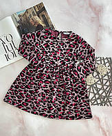 Леопардовое стильное платье с бантом Малиновое 2-42028 163, Wanex, Малиновый, Для девочек, Весна Осень, 92 см,