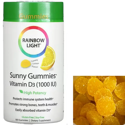 Вітамін Д3 Sunny Gummies Vitamin D3 1000 IU 100 желеек, фото 2