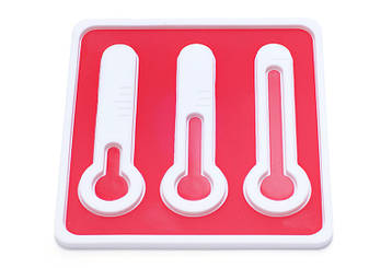 Силіконова підставка під гаряче Градусник, 15*15*0.75см, колір - червоний з білим