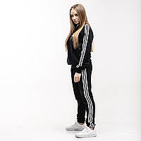 Спортивный костюм женский Adidas осенний весенний демисезонный с лампасами черный весна осень Кофта + Штаны