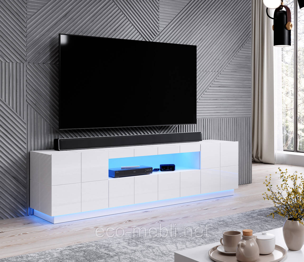 Тумба 2Д1Ш для ТВ RTV Reja 150 білий глянець Cama meble