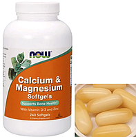 Кальцій магній цинк Д3 NOW Calcium & Magnesium with vit. D and Zinc 240 гел капс Мінеральний комплекс