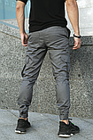 Весняні зручні штани чоловічі сірі карго з кишенями, спортивні штани з манжетами чоловічі, фото 2