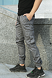 Весняні зручні штани чоловічі сірі карго з кишенями, спортивні штани з манжетами чоловічі, фото 4