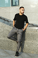 Весняні зручні штани чоловічі сірі карго з кишенями, спортивні штани з манжетами чоловічі