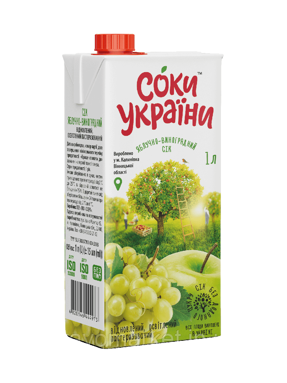 Сік яблучно-виноградний без цукру 1л ТМ Соки України: продаж, ціна у ...