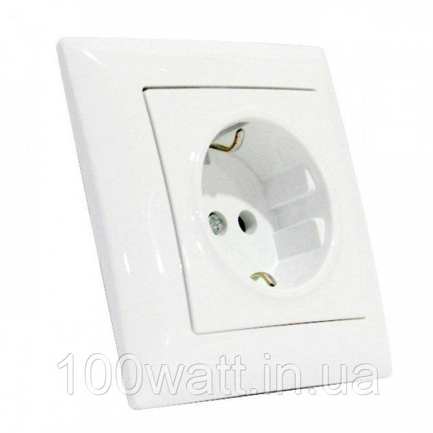 Розетка із заземленням одинарна біла Horoz Electric TINA 112-005-0009