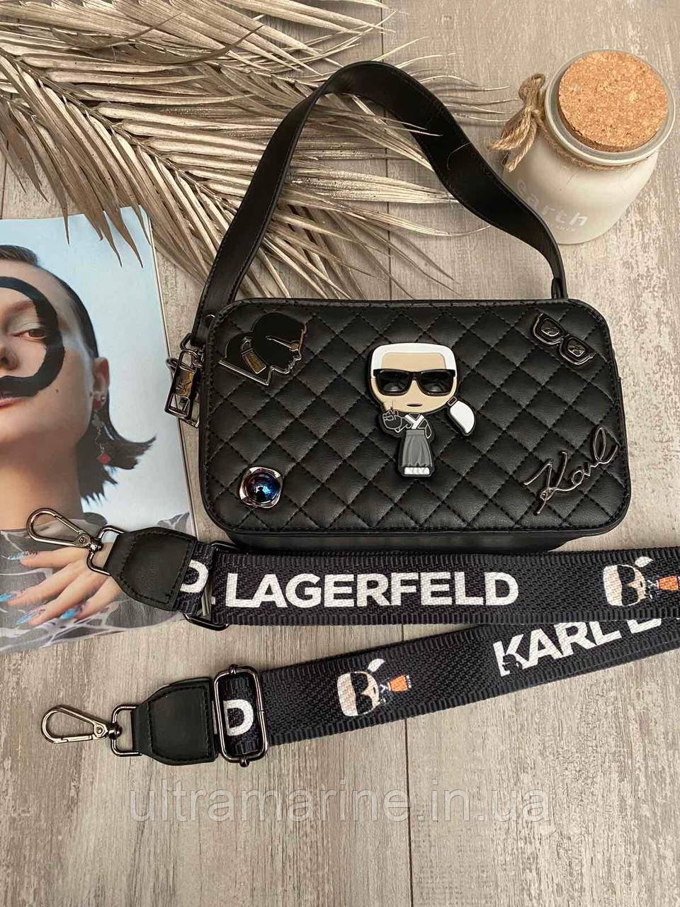 Модна жіноча чорна сумка Karl Lagerfeld Карл Лагерфельд