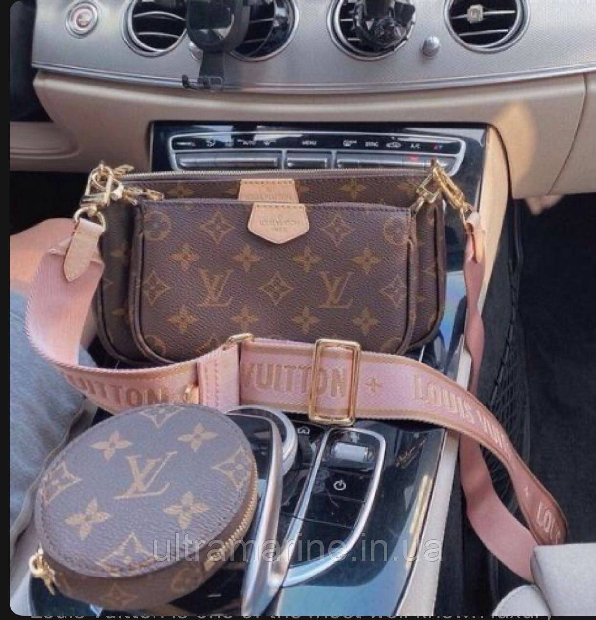 Модна жіноча коричнева сумка Louis Vuitton 3 в 1 Луї Вітон