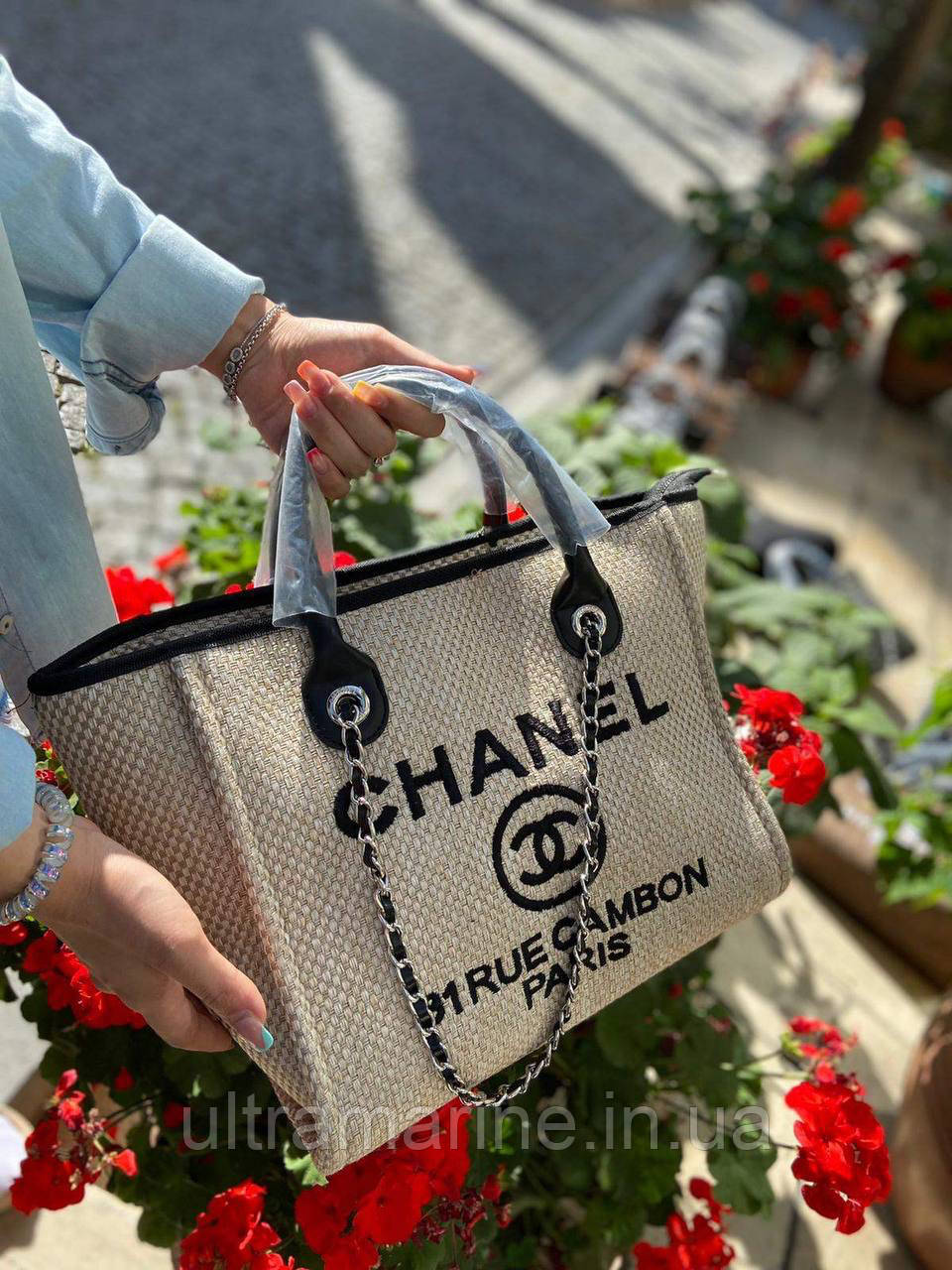Модна жіноча сумка шопер Chanel Шанель з ручками