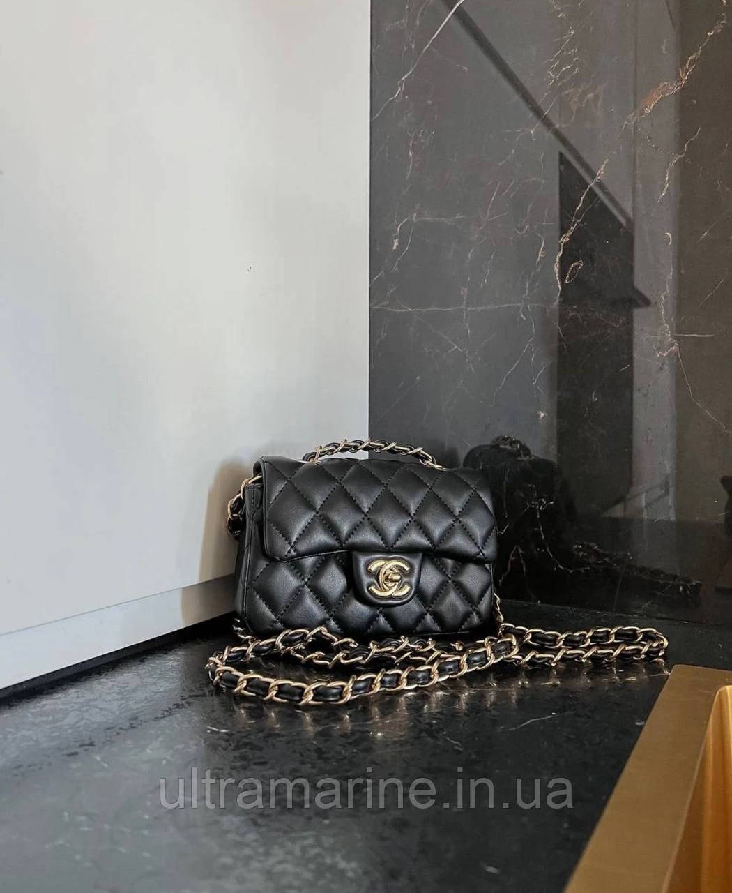 Модна жіноча маленька чорна сумка Chanel Шанель