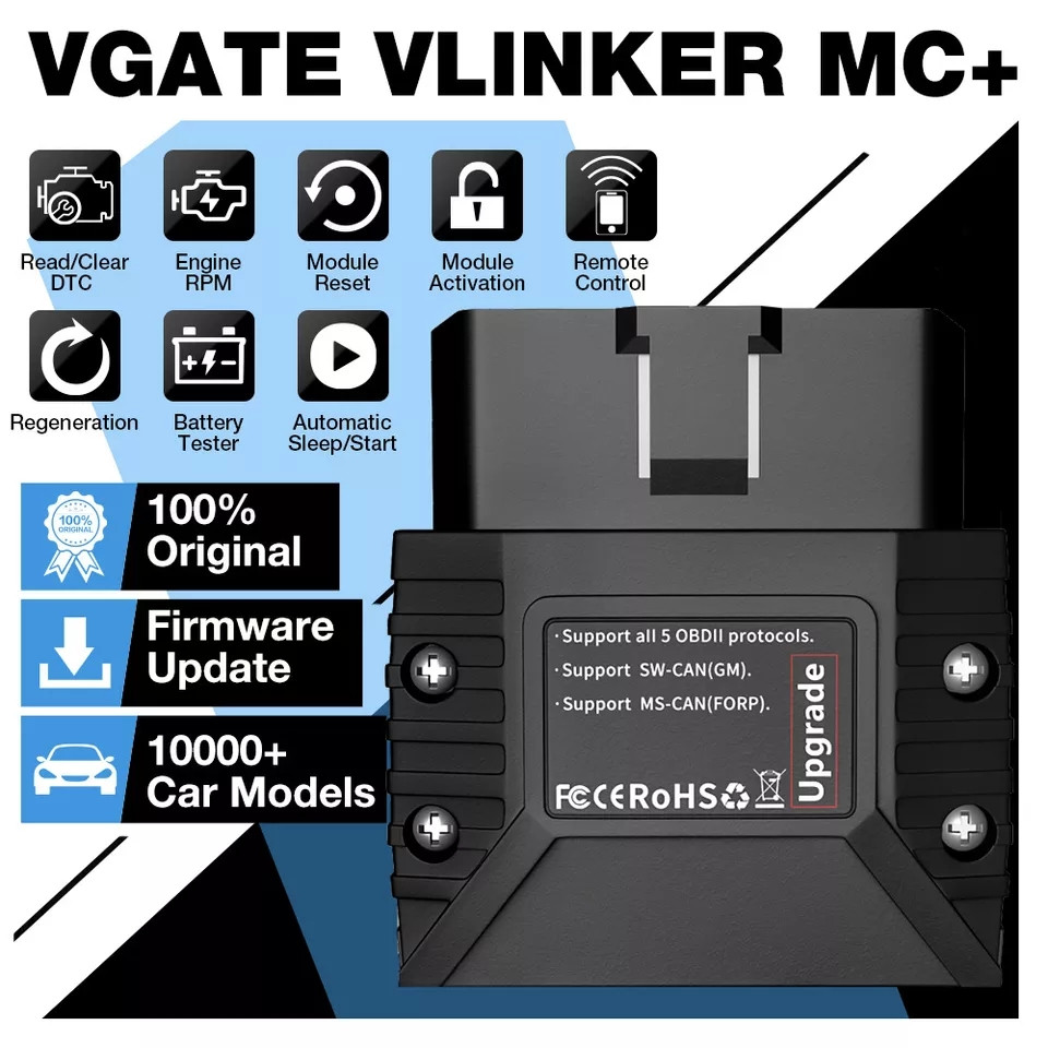 МУЛЬТІМАРОЧНИЙ ДІАГНОСТИЧНИЙ АВТОСКАНЕР Vgate vLinker MC+ ELM 327 V2.2 Bluetooth 4.0