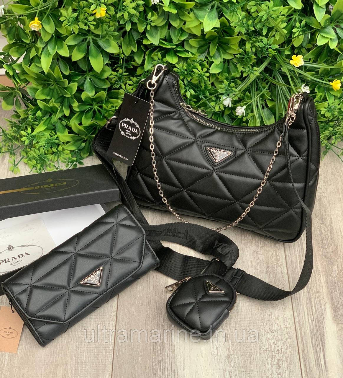 Жіноча чорна сумка Prada репліка Прада