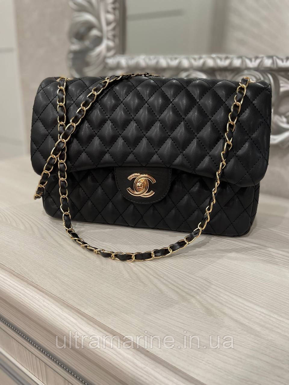 Модна чорна сумка Chanel Шанель з ручками