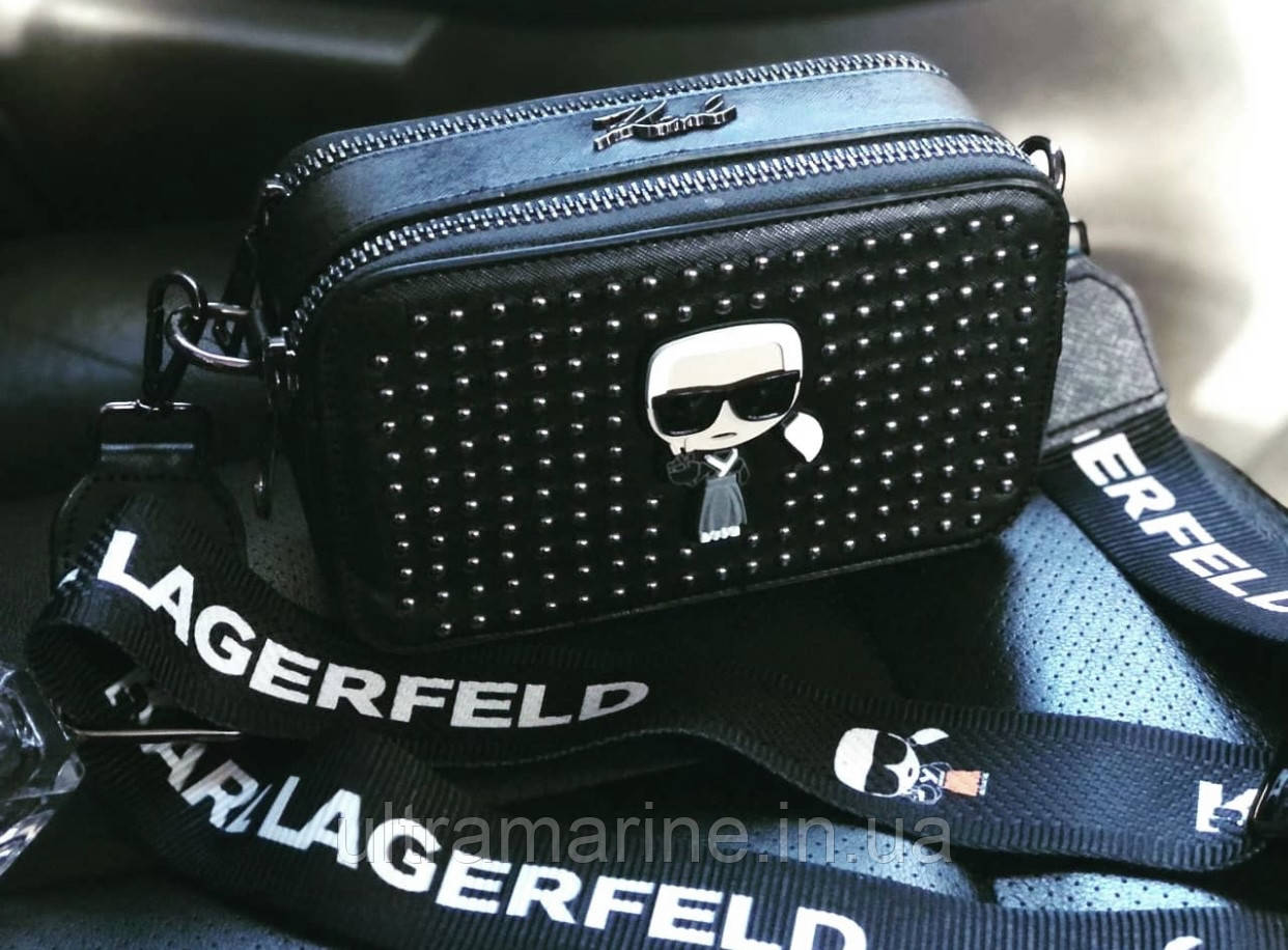 Модна жіноча чорна сумка Karl Lagerfeld Карл Лагерфельд