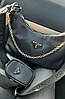 Жіночий брендовий чорна сумка prada прада двійка 2в1, фото 4