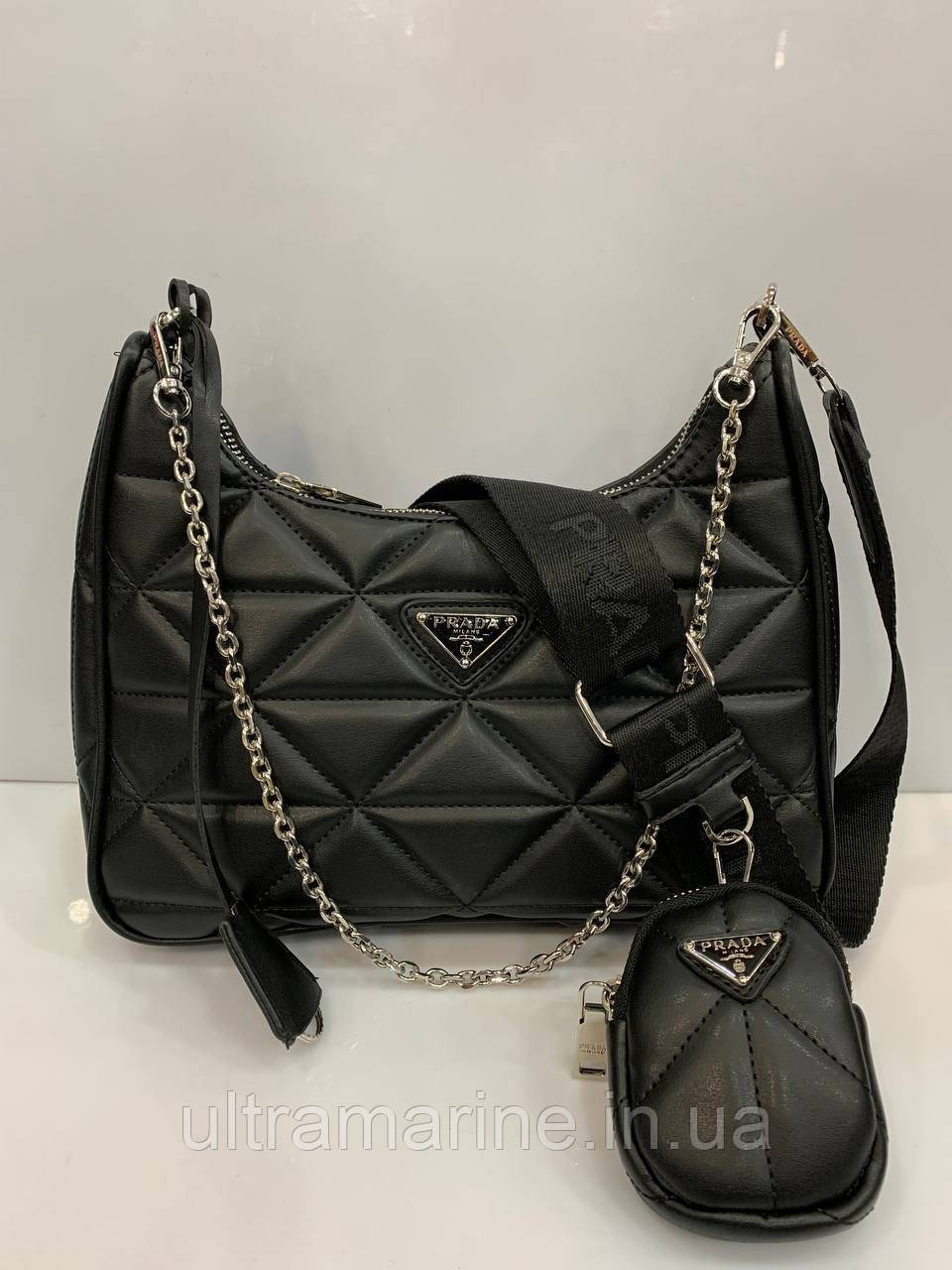 Модна жіноча шкіряна стьобана сумка Prada Прада
