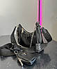 Модна жіноча нейлонова чорна сумка Prada Прада двійка 2 в 1, фото 6
