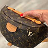 Модна коричнева шкіряна сумка бананка на пояс Louis Vuitton Луї Вітон, фото 2