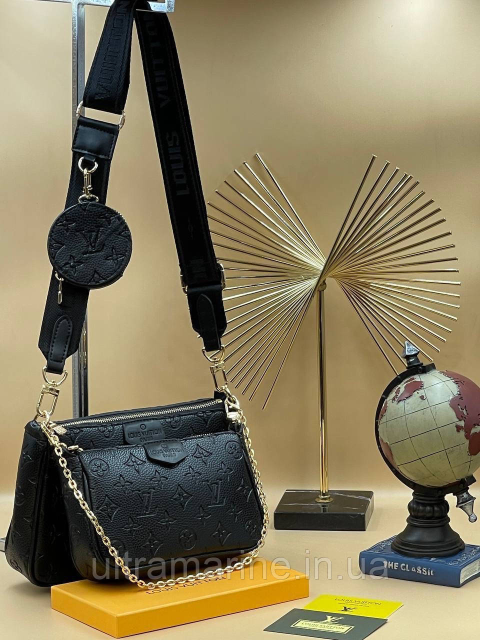 Модна жіноча коричнева сумка Louis Vuitton 3 в 1 Луї Вітон