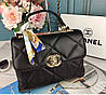 Модна жіноча чорна шкіряна сумка Chanel Шанель, фото 3