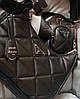 Модна жіноча шкіряна чорна стьобана сумка Prada Прада, фото 6