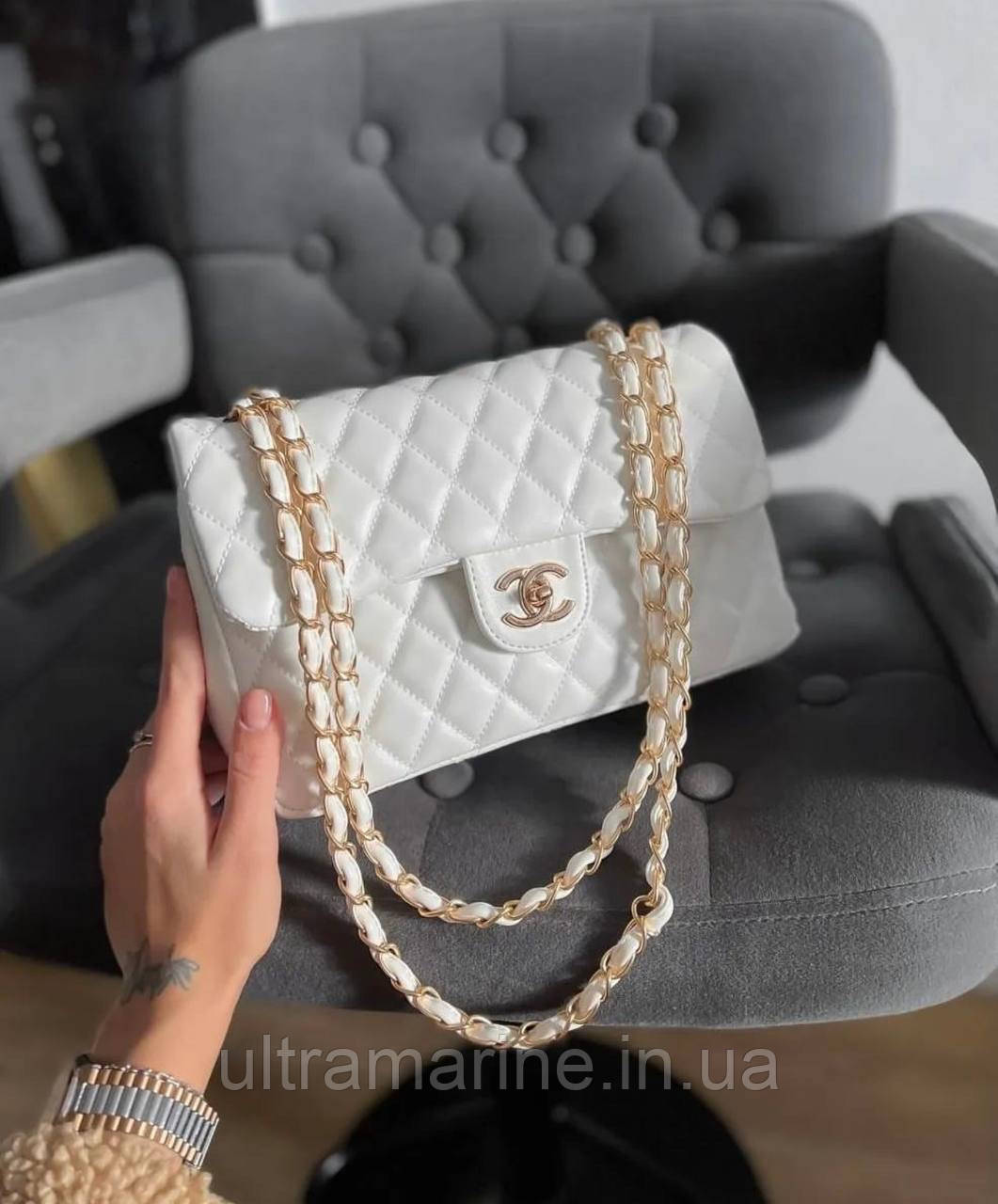 Модна біла сумка Chanel Шанель з ручками