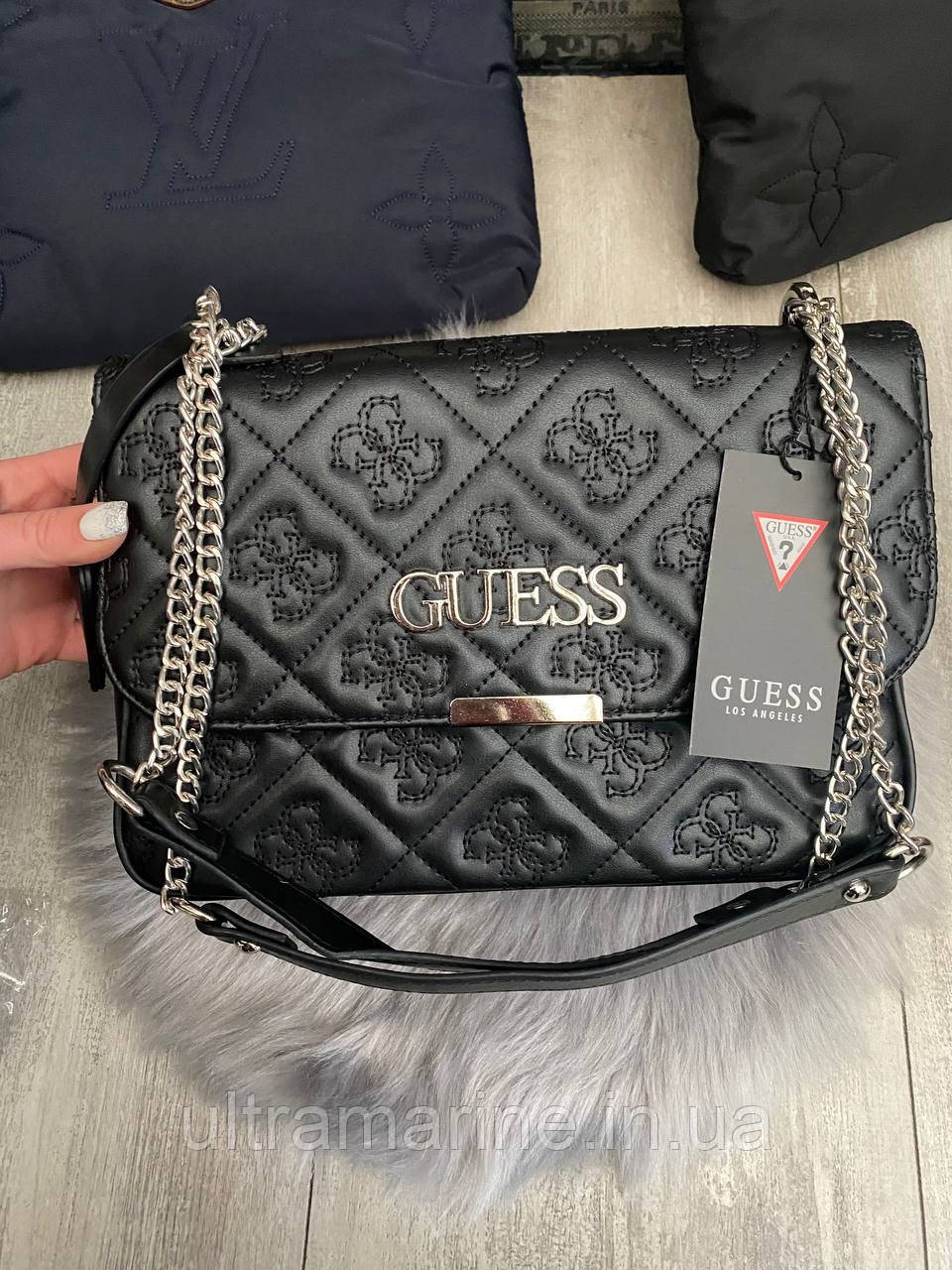 Модна Чорна сумка Gueless 28x179sм (качесна копія бренду Гесс, Туреччина)