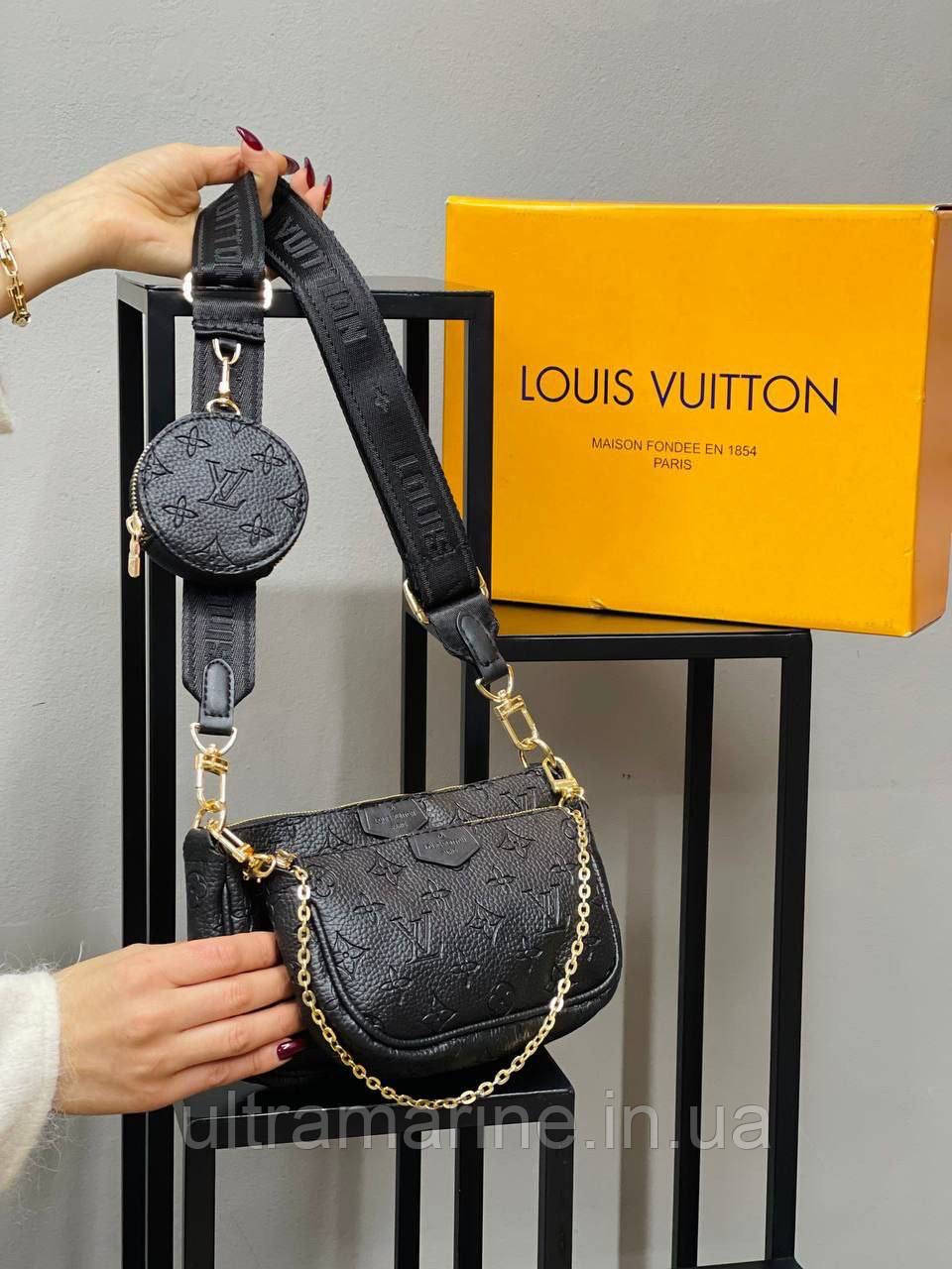 Модна жіноча чорна сумка Louis Vuitton 3 в 1 Луї Вітон
