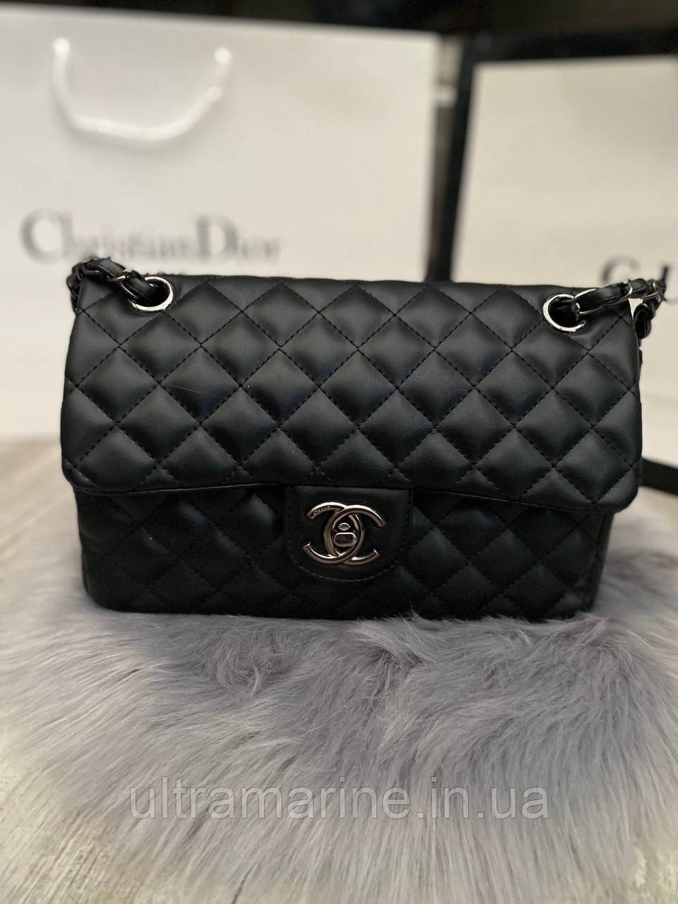 Модна жіноча чорна сумка Chanel Шанель з ручками