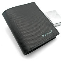 Мужской раскладной кожаный кошелек Bally, Черный маленький классический кошелек портмоне из натуральной кожи