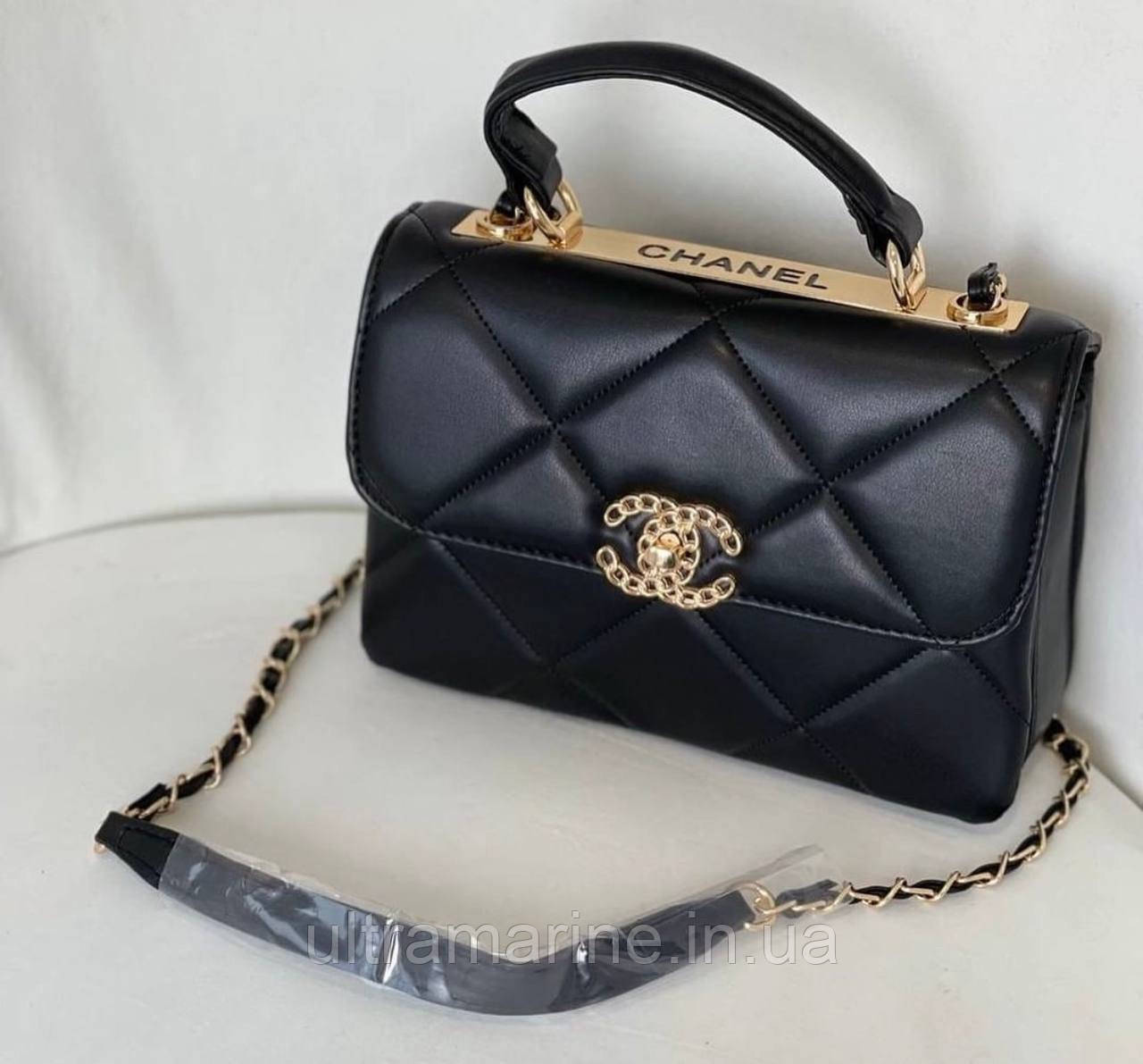 Модна жіноча чорна сумка бренд Chanel Шанель