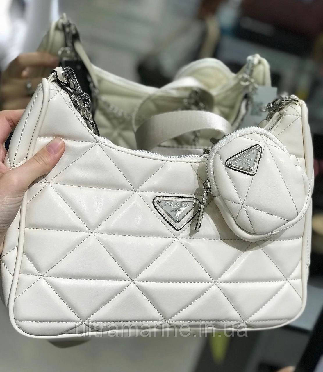 Модна жіноча шкіряна сумка Prada Прада