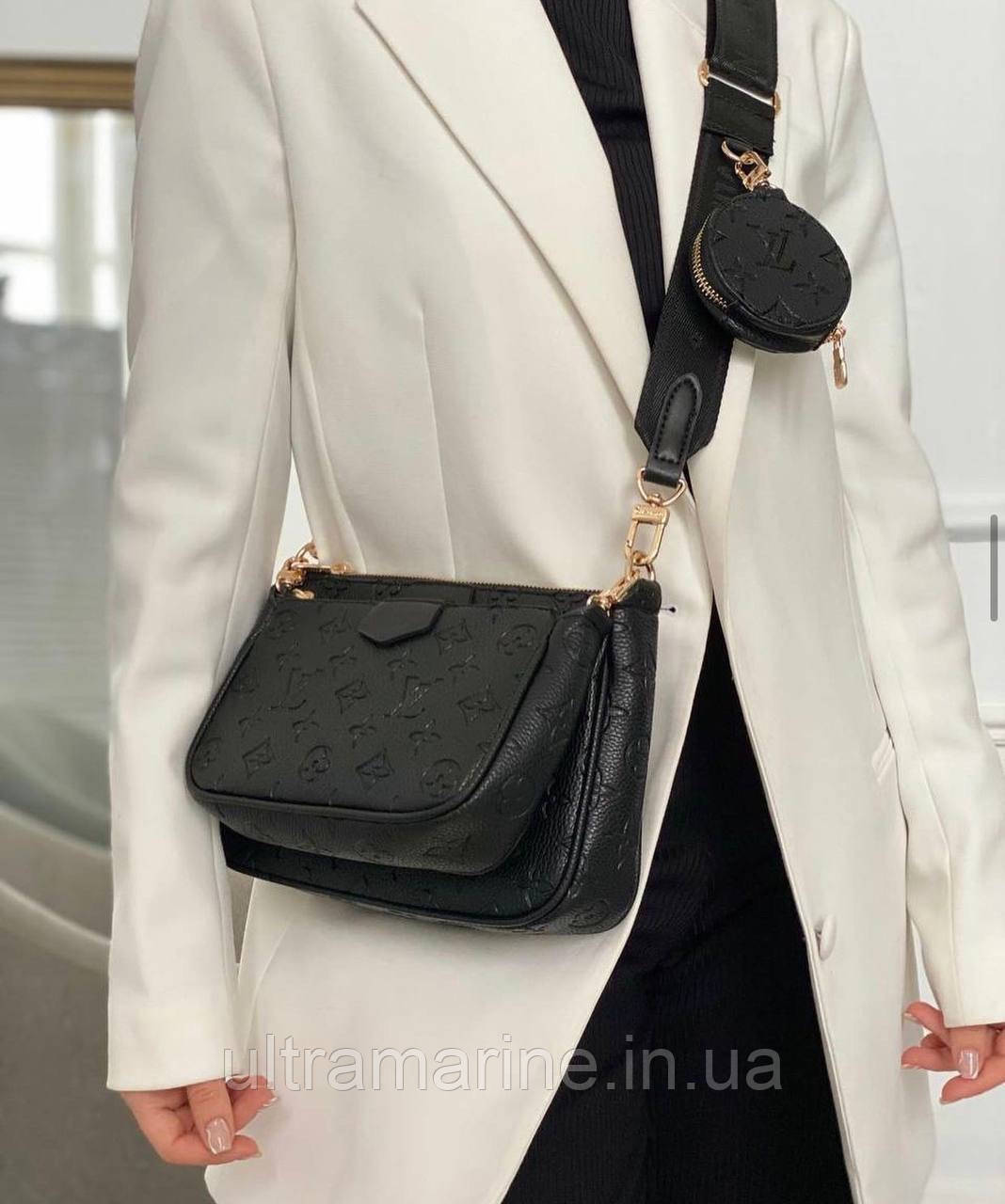 Модна чорна сумка Louis Vuitton 3 в 1 Луї Вітон