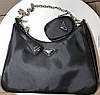 Модна жіноча нейлонова чорна сумка Prada Прада 2 в 1, фото 3