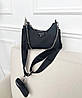 Модна жіноча нейлонова чорна сумка Prada Прада 2 в 1, фото 2