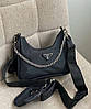 Модна жіноча нейлонова чорна сумка Prada Прада 2 в 1, фото 6