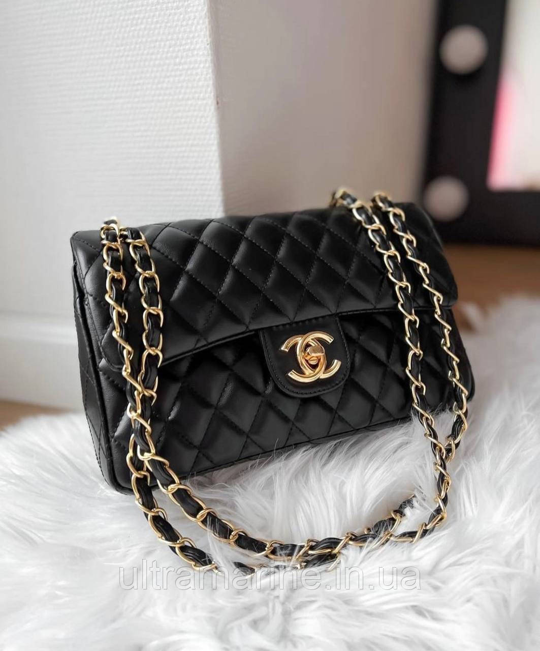 Модна жіноча чорна сумка Chanel Шанель з ручками