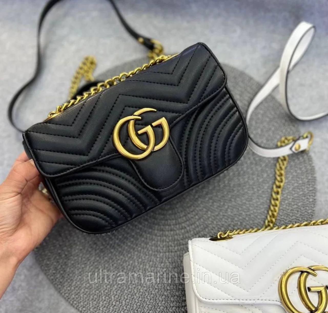 Модна біла шкіряна сумка Gucci Гучі