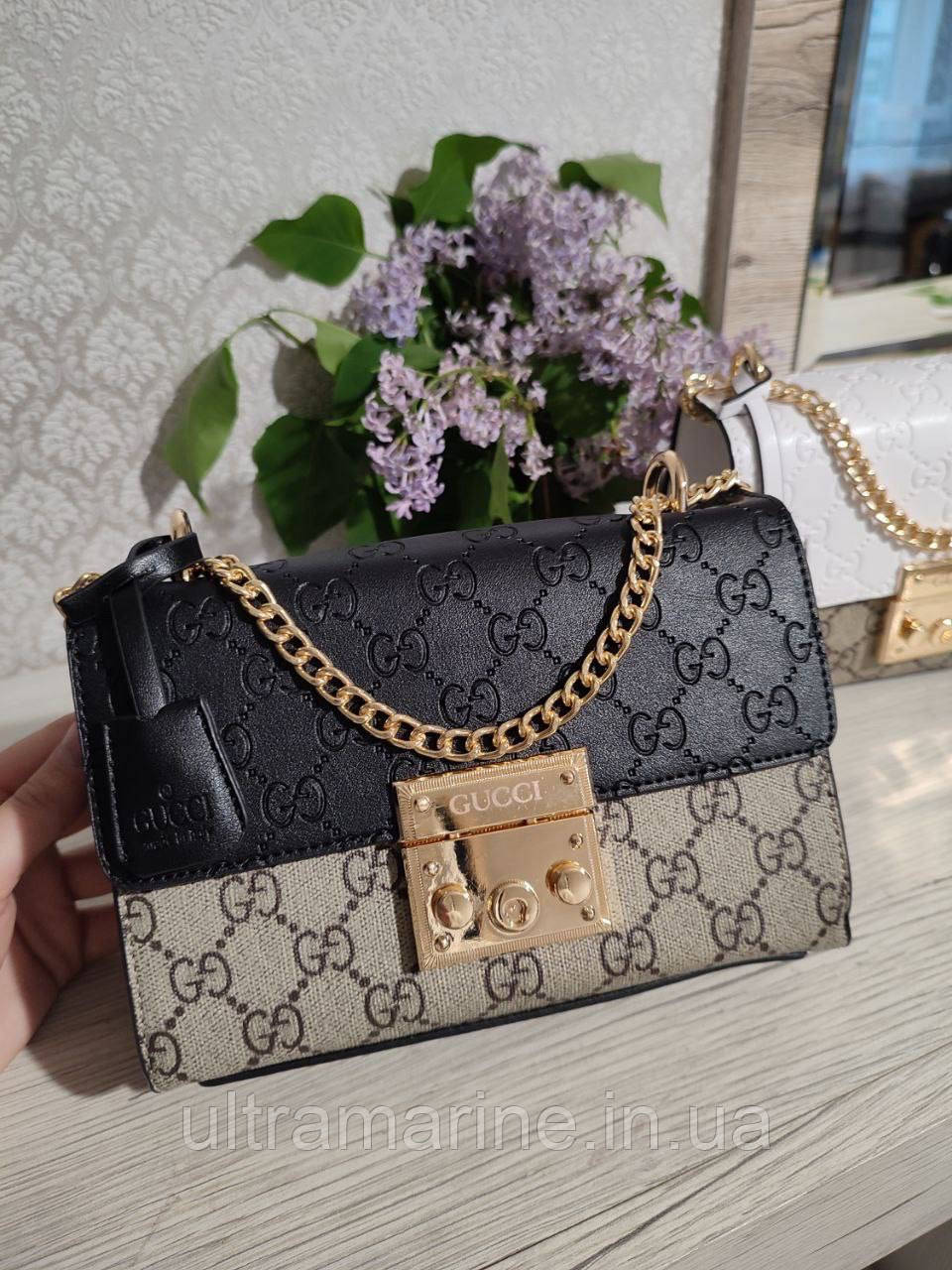 Модна жіноча чорна сумка Gucci Гучі