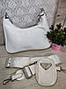 Модна жіноча нейлонова біла сумка Prada Прада 2 в 1, фото 5
