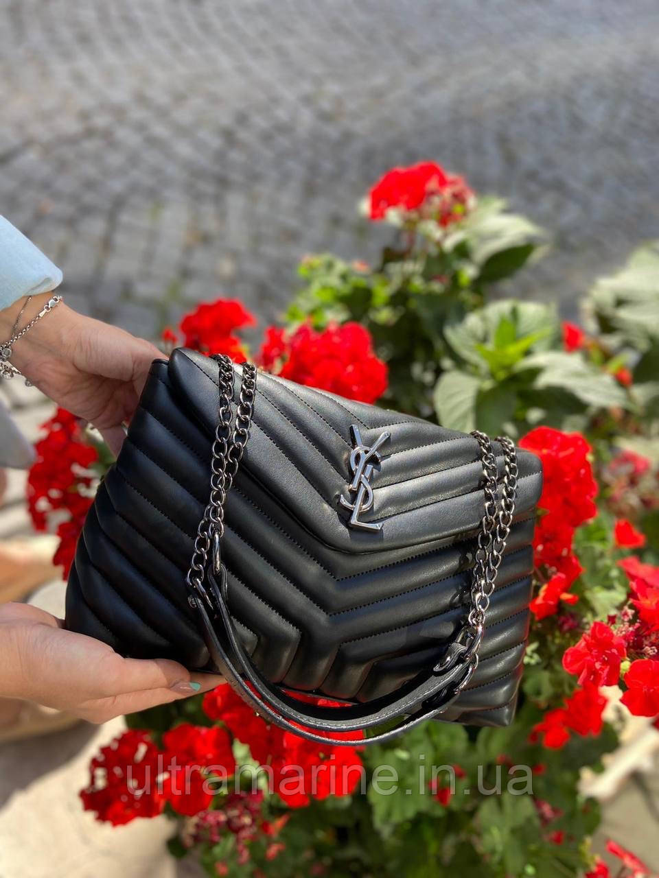 Модна жіноча чорна сумка з ручками ів сен лоран YSL YSL Yves Saint Laurent