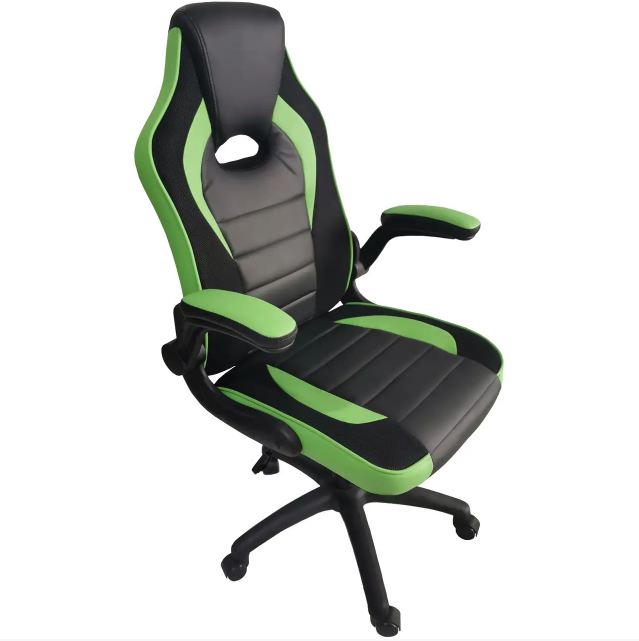 Геймерське крісло ігрове для приставки AVKO 71825 із системою гойдання стілець комп'ютерний чорно-зелений