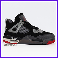 Кроссовки мужские Nike air Jordan 4 black red / Найк аир Джордан 4 черные баскетбольные