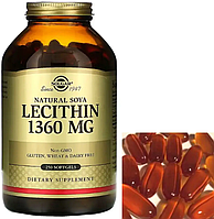 Соевый лецитин Solgar Lecithin 1360 mg natural soya 250 гелевых капсул