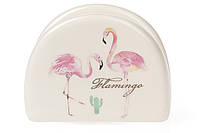 Керамическая салфетница Розовый фламинго, 10*7.2см, цвет - светло-розовый